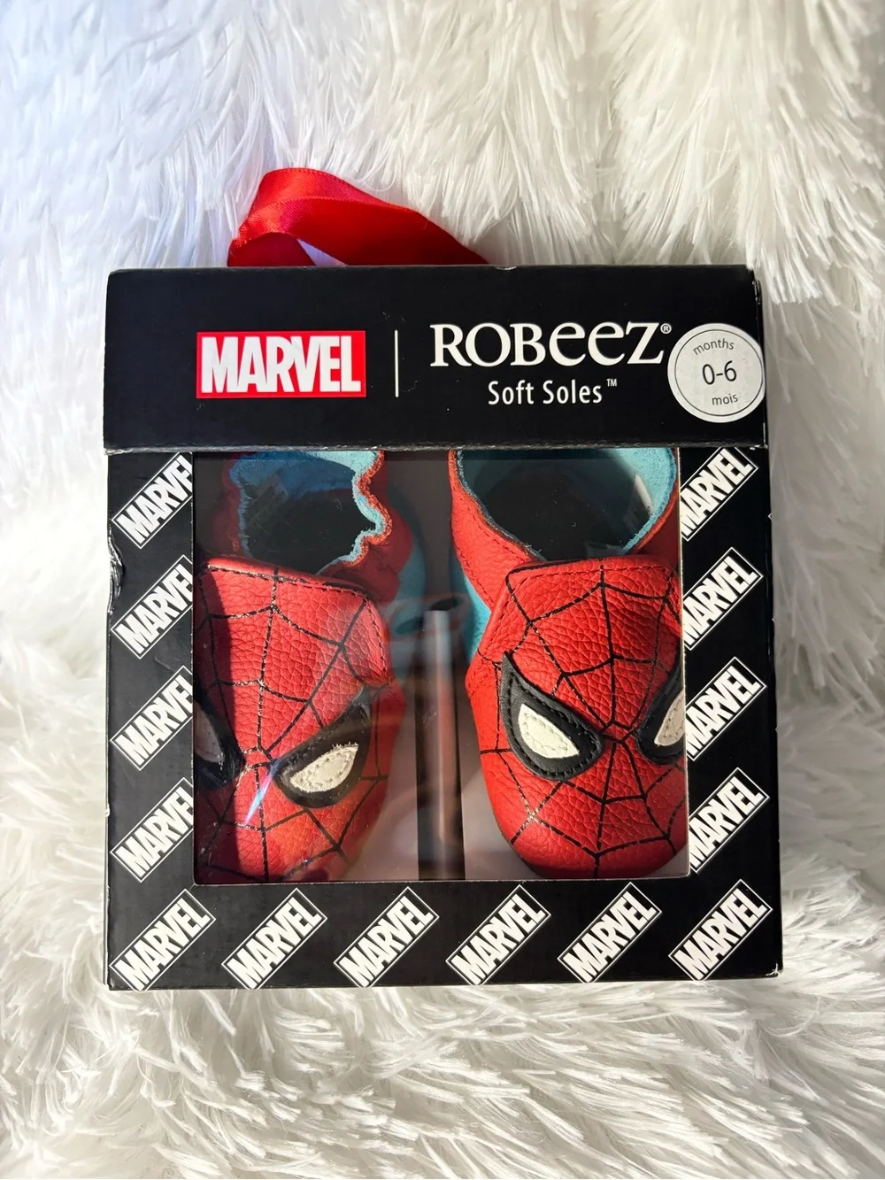 Marvel Robeez Spider-Man Soft Leather Baby Shoes Size 0-6M